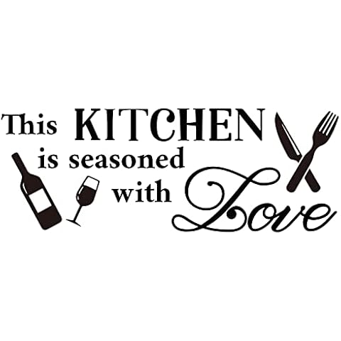 SUPERDANT This Kitchen Wall Stickers Kitchen Inspirational Quotes Wall Sticker Removable Vinyl Lettering Sayings Wall Art Decals for Kitchen Dining Room Decor Black 61x23 cm Cover