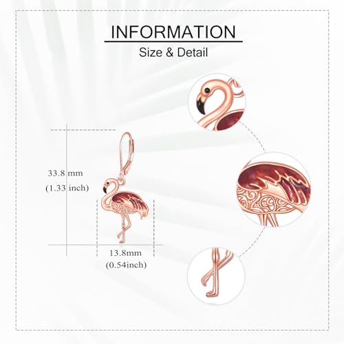 Flamingo Earrings Sterling Silver Bird Dangle Earrings Tropical Jewelry Flamingo Gifts for Women3