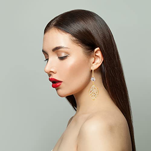 Women Earrings, 1 Pair Fashion Elegant Simple Metal Hollowed Out Leaf Dangling Earrings Drop Dangle Earrings For Women Teen Girls Jewelry Gifts Valentine's Day Gift #TOP5