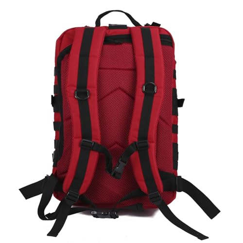 Image of REEBOW GEAR Military Tactical Backpack for Men Large Army 3 Day Assault Pack Molle Hiking Daypack Bag (Red-black)