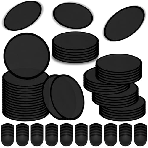 YEAHACLUB 50PCS Foldable Flying Disc Fans with Bags, 9.8'' DIY Handheld Black Egde Fabric Folding Fan for Outdoor Game Activities Birthday Party Favors End of Year Student Gifts, Black