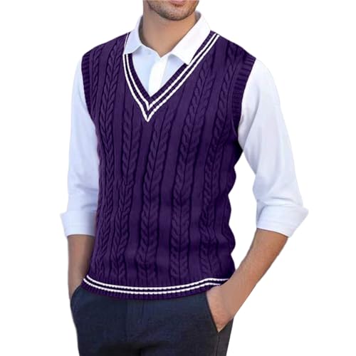 Sweater Vest For Men Slim Fit Sweater V-Neck Sleeveless Knit Fall Pullover Top Trendy Casual Warm Winter Outerwear - Main Image