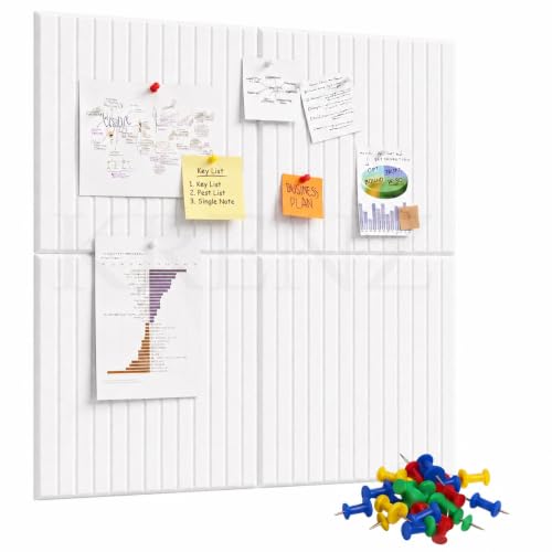 Image of KRENZ Self Adhesive Bulletin Notice Board (30 X 30 Cm) with Drawing Pins List Board for Wall Vision Board for Manifestation Wall Boards Message Board for Office School Collage (4, White Line)