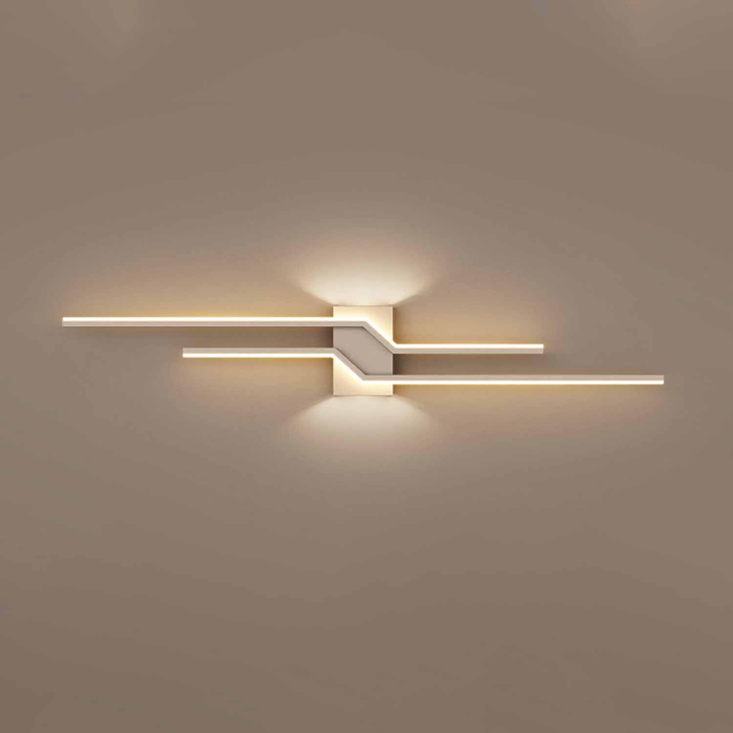 HYJAUSXB Modern Minimalist Linear Wall Sconce, ometric Long LED Light, Dimmable Metal with White Sile e, Indoor Lighting Fixture for Home Decor
