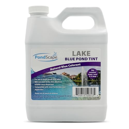 PONDSCAPE Lake Blue Pond Tint – Decorative Blue Liquid Dye for Ponds, Fountains & Outdoor Water Features – Improves Water Appearance & Aesthetics – Easy-to-Use Pond Colorant – 32 oz