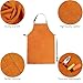 QWORK Leather Welding Apron & Sleeves & Fireproof Shoe Leg Cover, Heat Flame Resistant, Work Apron with Tool Pockets, Welding Safety Boot Covers