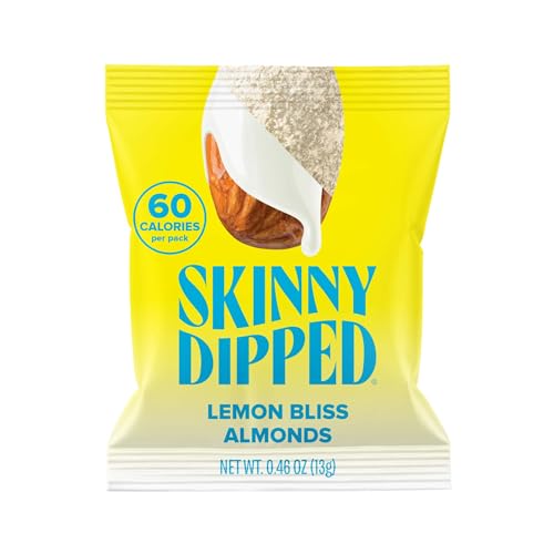 SkinnyDipped Lemon Bliss Almonds, Mini Snack Packs, Chocolate Covered Almonds, Low Sugar, Gluten Free, Healthy Snack, 24 Count