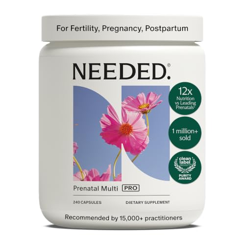 Image of Needed. Prenatal Multi Pro, Multivitamin with Choline Capsules for Prenatal | Pregnancy, Breastfeeding, Postpartum, Expertly-Formulated & Third-Party Tested, 30-Day Supply