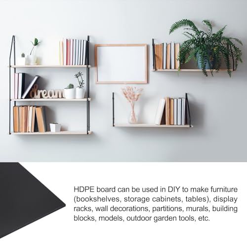 Image of 24 inch x 6 inch x 1 /4 inch HDPE Plastic Sheet, High Density Polyethylene Sheet Cutting Board Black Solid Block, [for DIY, Home Floor]