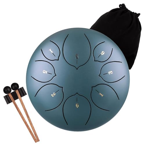 LOMUTY Tongue Drum C Major, 6 Inch 15 cm, 11 Note Rain Drum, Steel Tongue Drum for Sound Healing Meditation
