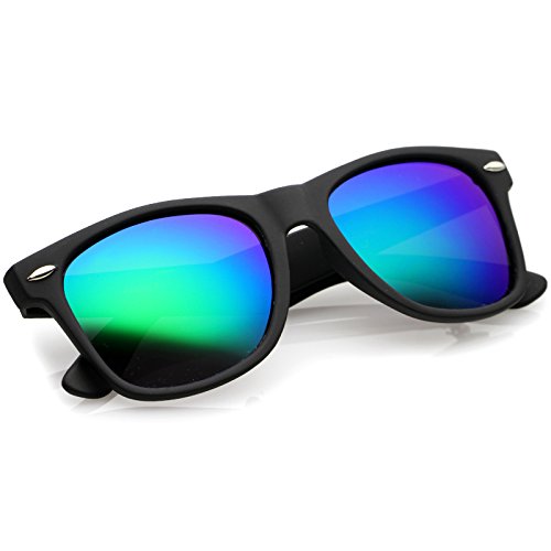 Image of zeroUV - Classic Colored Mirror Lens Square Horn Rimmed Sunglasses for Men Women
