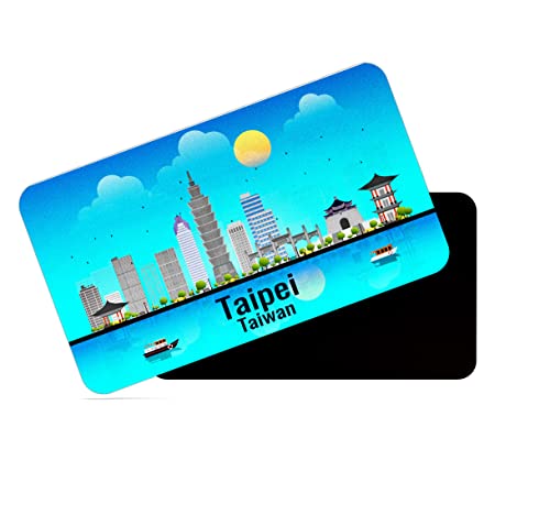 Image of dhcrafts Rectangular Rubber Fridge Magnet /Magnetic Card Blue Taiwan Taipei Design Pack of 1 (8.6cm x 5.4cm)