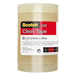Scotch Transparent Tape 508 – 8 Rolls – 19 mm x 66 m – General Purpose Clear Tape for School, Home and Office