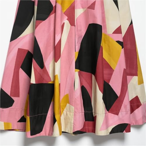 Women's Printed Pleated Skirt High Waist Side Casual Chic Long Skirt3