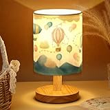VIHOSE Hot Air Balloon Kids Table Lamp for Bedroom Kids Bedside Lamp with Linen Wooden Nightstand Cartoon Nursery Lampshade for Girls Boys Living Room