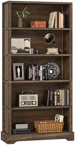 TVU 5-Tier Solid Wood Book Shelf, Floor Standing Bookcase, 65" H ...