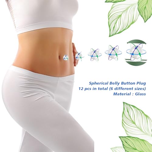 12PCS Round Ball-Shape Belly Button Plug Post Tummy Tuck for Liposuction or Umbilical Hernia Repair （6 Different Sizes& 24 pc Breathable Patch) （Off White）4