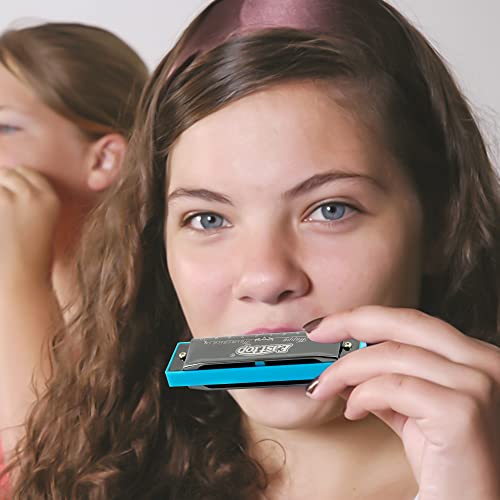 East top Blues Harmonica, Diatonic 10 Holes C Key Happy Harmonica Mouth Organ for Beginner,Kids,Children,Students,Gift,with Carrying Plastic Case,Clean Cloth and Manual