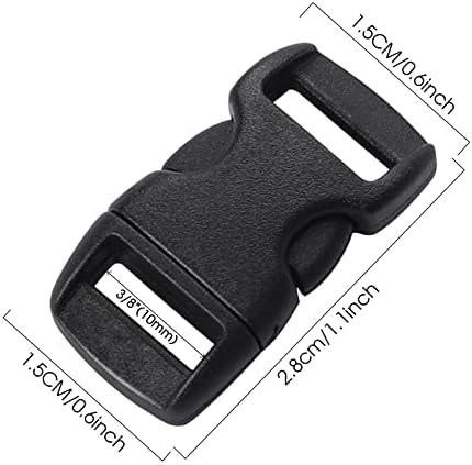 Vin beauty 100PCS 3/8 Inch Contoured Side Release Buckles for Paracord Bracelets,Plastic Mini Paracord Bracelet Clips for Dog Collar Backpack Accessories,Tent