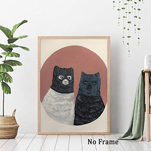 Abstract Cat Canvas Wall Art Black And White Cat Pictures For Wall Funny Pet Painting Abstract Animals Poster Funny Cat Art Prints Aesthetic Cat Wall Art Pet Artwork For Walls Decor 16X24Inch No Frame #TOP5