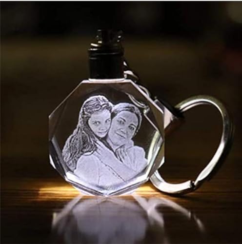 Image of Rangoli Crystal Photo Round Diamond Cut Shape- Custom Engraved Glass Picture, LED Light Base Option - Unique Gift for Birthday,Wedding, Anniversary, Couples,Memorial, and Special Occasions