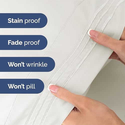 Image of King Size 4 Piece Sheet Set - Ultra Soft & Cooling Sheets - Antique White