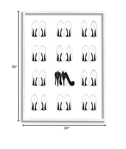 Image of 'Bold Bow Heels Standout Glam Fashion Shoes'| Framed Giclee Art | Stupell Industries | White, 24 x 30 Inches, Easy to Hang and Sturdy, Made in USA, by Martina Pavlova