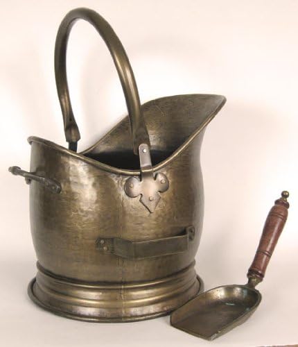 Coal Scuttle Bucket Hod With Shovel Antique Brass Finish Fireplace Accessory