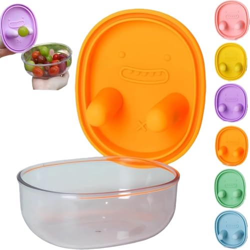 Contenedor 2 en 1 sin ensuciar para aperitivos, taza portátil de almacenamiento de alimentos a prueba de derrames con tapa de silicona para dedos, soporte para aperitivos de viaje para acampar al aire