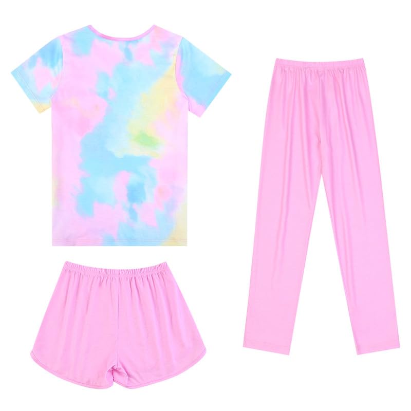 Image of Mirawise Girls 3 Pc Pajamas Sleepwear Cotton Pjs Clothes Set 4-13 Years
