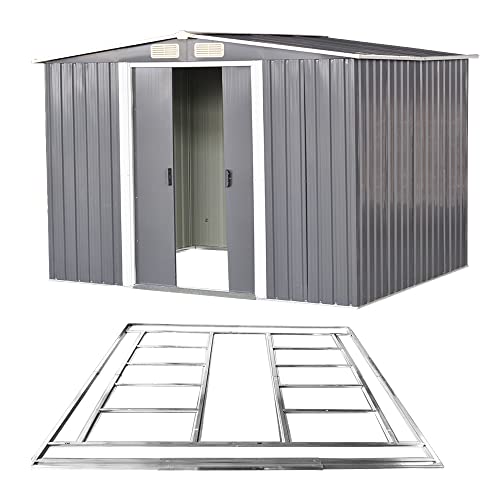 Outdoor Storage Metal Garden Apex Roof Storage Shed 6ft x 4ft/8ft x 4ft/ 8ft x 6ft/10ft x 8ft Green Or Grey Color