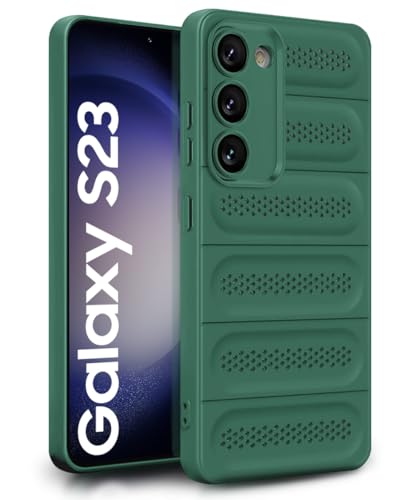 Image of WOW IMAGINE Ultimate Silicone Back Cover Case for Samsung Galaxy S23 5G | Heat Dissipation Thin Soft TPU | 360 Camera Protection | Breathable Cooling Holes - Forest Green