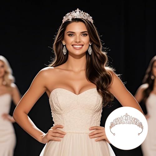 Prinzessinnenkrone Eleganter,Damen Diadem Crown Kristall,Eleganter Strasssteine,Königin Krone Dekoration,Hochzeit Braut Kristall Tiara,für Hochzeiten,Abschlussbälle,Festumzüge,Geburtstagsfeiern