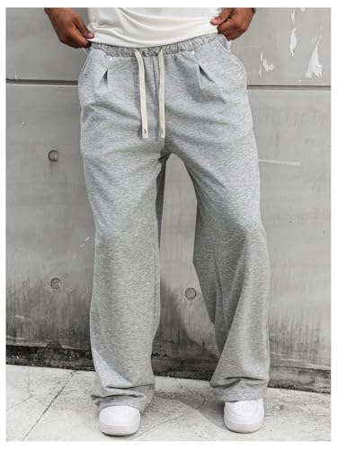 Men's Drawstring Waist Baggy Sweatpants Straight Leg Long Sports Track Pants with Pockets4