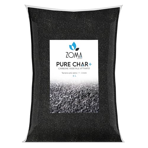 ZOMAGARDEN - Carbone Vegetale Attivo per Piante - Fertilizzante Naturale per Migliorare il Suolo - Ideale per Terrari e Colture - 100% di Origine Vegetale - 6L