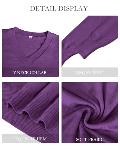 Image of Women's Spring Sweaters 2026 Casual Long Sleeve Pullover V Neck Lightweight Sweatshirts Cute Blouse Tops