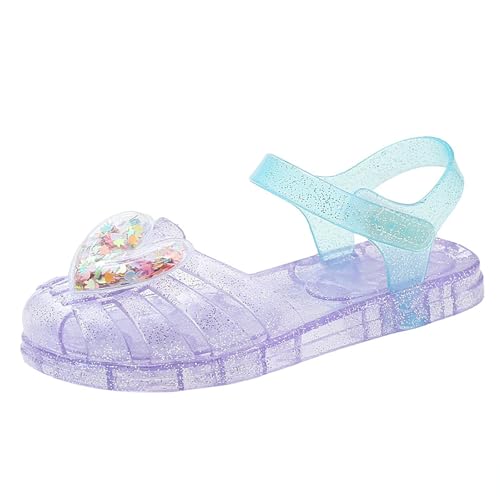 IWIHMIV Jelly Sandals For Girls Summer Flat Slip On Sandals Ankle Strap Dress Flower Wedding Party Toddler Jelly Sandals