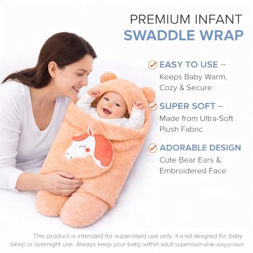 Image of BRANDONN Baby Blanket Newborn Gift Pack of Swaddle Wrapper, 0-9 Months, Length 68 cm x Width 68 cm