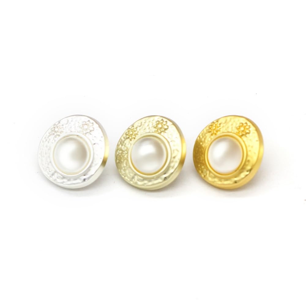 Zestaw 10-100 perłowych metalowych guzików 12 mm, nieregularne ręcznie szyte, złote i białe, do koszuli, kurtek, wiatrówek, akcesoriów dekoracyjnych
