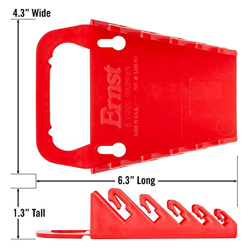Image of Ernst Manufacturing Gripper Wrench Organizer, 5 Tool, Red