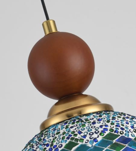Lampe suspendue simple boho bois massif noyer 3 lumières - 3