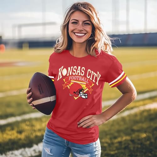 Football Shirts for Women Game Day Tshirt Football Team Fans Gift Tees Sport Season Short Sleeve Tops2