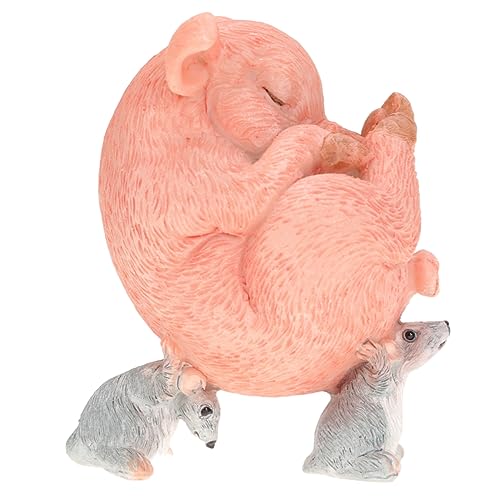 IMIKEYA 1pieza Adorno De Escritorio De Cerdo Durmiendo Ratones Figura Decorativa Creativa para Coche y Oficina para Graduación y