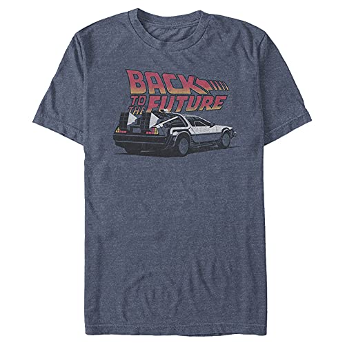 Back to the Future Delorean Young Mens Short Sleeve Tee Shirt Navy Heather