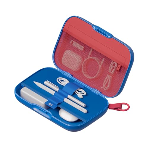 Image of DailyObjects Electric Blue Park Tech Organiser | Travel Digital Accessories Storage Bag | Compact Travel Case for Camera Cables, Chargers, Memory Cards & Accessories | Durable & Stylish Storage Pouch