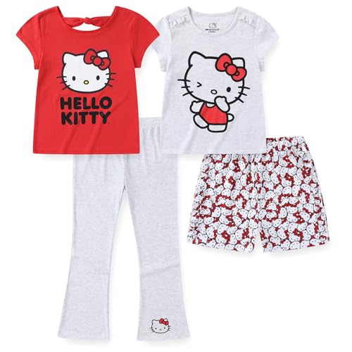 Image of Hello Kitty Girls 4 Pack Mix & Match T-Shirts Short and Pants Set for Kids