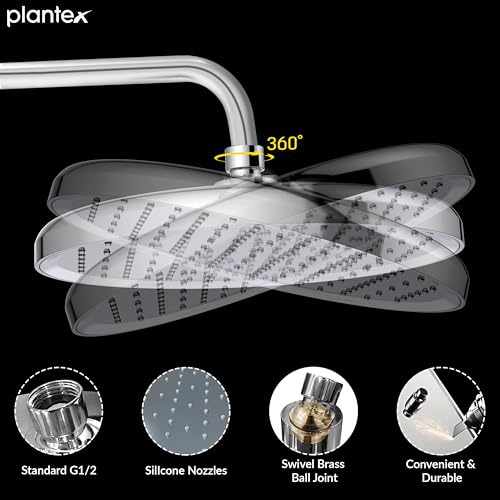 Image of Plantex Shower Head for Bathroom /10 Inch Round Single Mode Bathroom Rain Shower /Water Saving Shower Head- (Chrome)