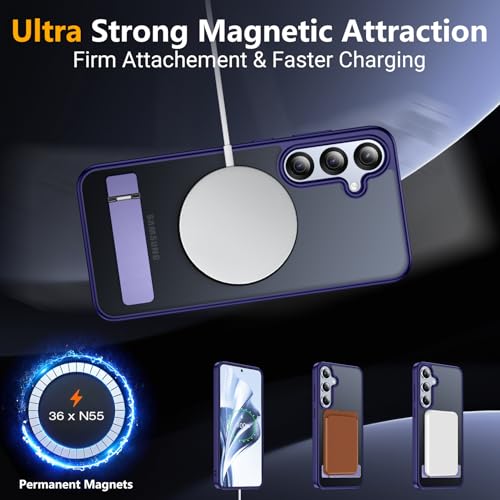 Image of SPIDERCASE Magnetic for Samsung Galaxy S25 Case, [3 Stand Ways][ Military Grade Drop Protection] with Invisible Stand Shockproof Slim Case for Samsung Galaxy S25 6.2 inch, Purple