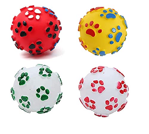 RvPaws Dog Chew Toys Dog Puppy Cat Pet Paw Print Squeaker Chew Sound Ball Playing Toy Toys Dog Teething Dog Balls Pet Rubber Spiked Ball (4 Pcs Set) Multicolore (B09GYKVXZ9) Amazon Price History, Amazon Price Tracker