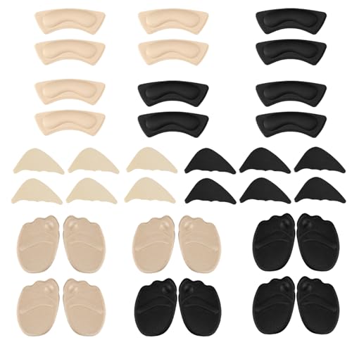 Image of 18 Pairs Heel Cushions & Toe Inserts for Women's Shoes - Anti-Slip Shoe Grips Pads, Comfort Fillers for Big Shoes, Heel Protectors
